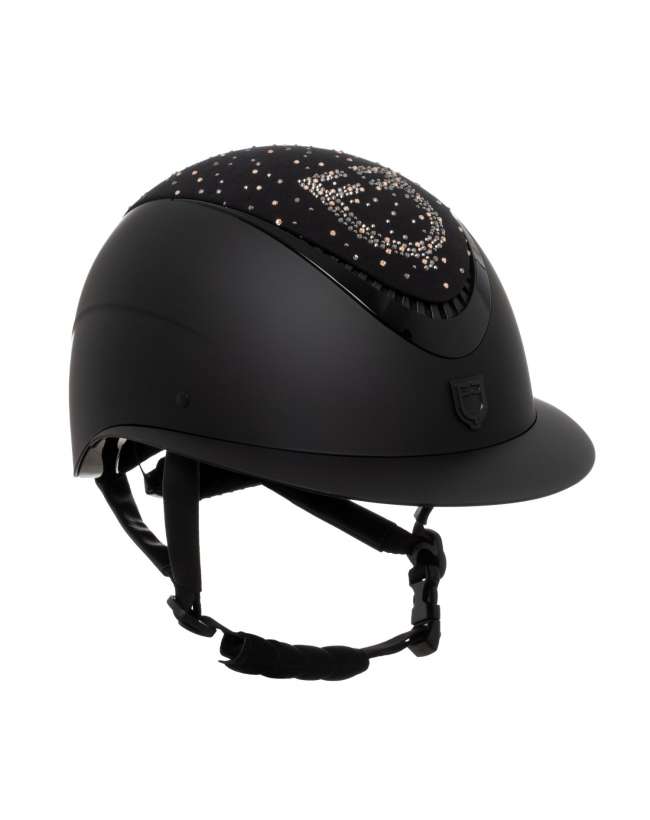 CASCO EQUESTRO OPACO VISIERA LARGA CON STRASS
