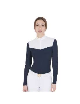 MAGLIA EQUESTRO DONNA MANICA LUNGA BIANCA/BLU-26957