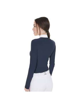 MAGLIA EQUESTRO DONNA MANICA LUNGA BIANCA/BLU-26958