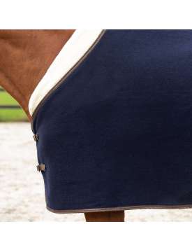 COPERTA IN LANA BLU COLLO PELLICCIA SINTETICA-27015