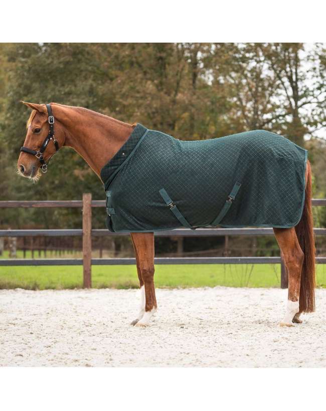 COPERTA PER CAVALLI IN PILE VERDE CON CINGHIE