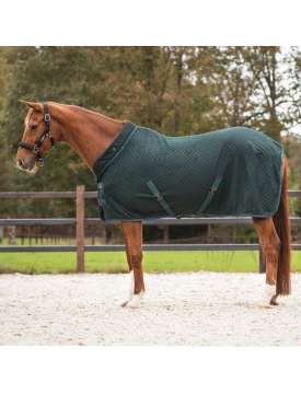 COPERTA PER CAVALLI IN PILE VERDE CON CINGHIE-27017