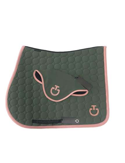 COMPLETO CAVALLERIA TOSCANA VERDE BORDO ROSA