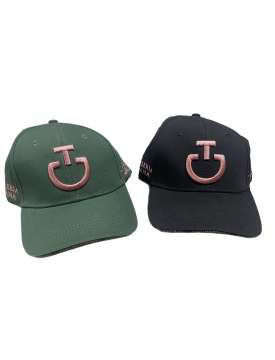 CAPPELLO CAVALLERIA TOSCANA VERDE E NERO LOGO ROSA-27194