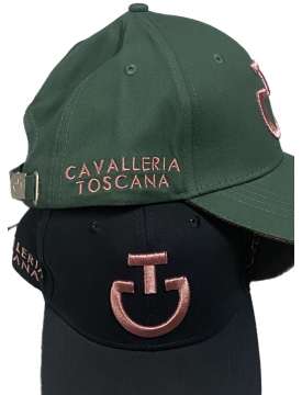 CAPPELLO CAVALLERIA TOSCANA VERDE E NERO LOGO ROSA-27195