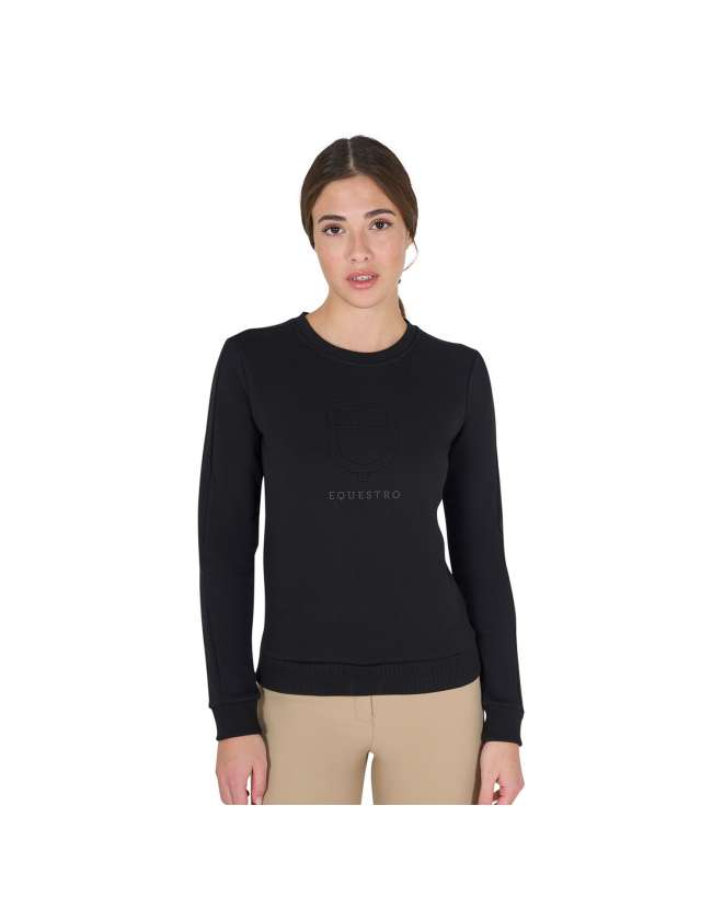 FELPA EQUESTRO DONNA GIROCOLLO LOGO STAMPATO