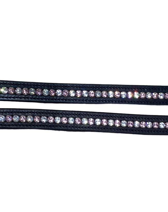 FRONTALINO CON BRILLANTINI BIANCHI E ROSA