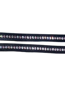FRONTALINO IN CUOIO BRILLANTINI BIANCHI E ROSA-27372