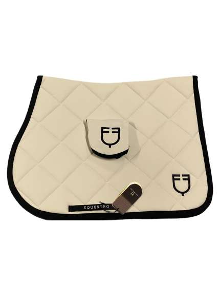 SOTTOSELLA E CUFFIA EQUESTRO BEIGE CHIARO LOGO