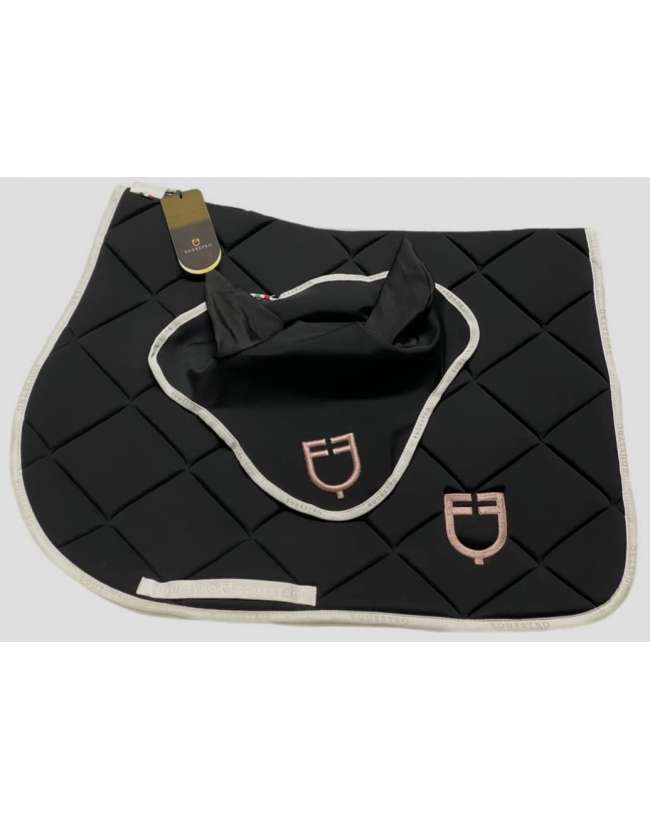 sottosella e cuffietta EQUESTRO NERO LOGO ROSA