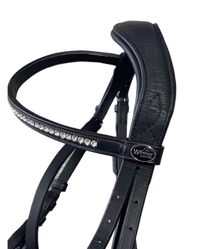 testiera IN PELLE con frontalino con brillantini