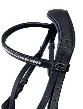 TESTIERA INGLESE IN PELLE CON BRILLANTINI BIANCHI-27743
