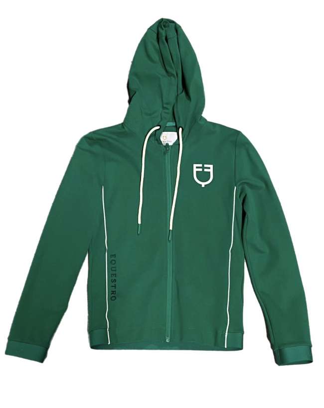FELPA DONNA EQUESTRO CON CAPPUCCIO VERDE