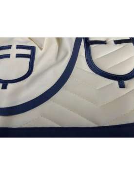 SOTTOSELLA E CUFFIA EQUESTRO PANNA BORDO BLU-27803