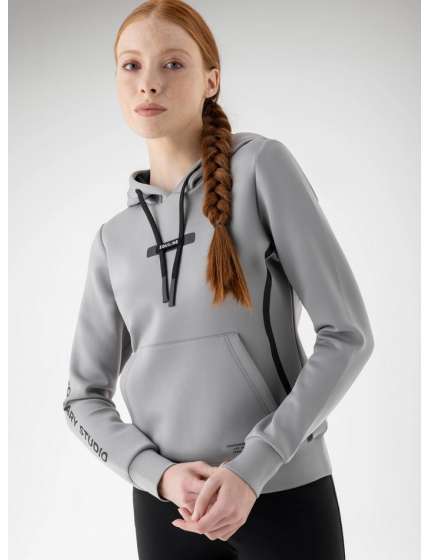 FELPA EQUILINE DONNA GRIGIA TECNICA CON CAPPUCCIO
