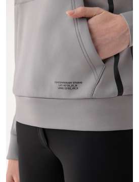 FELPA EQUILINE DONNA GRIGIA TECNICA CON CAPPUCCIO-28000