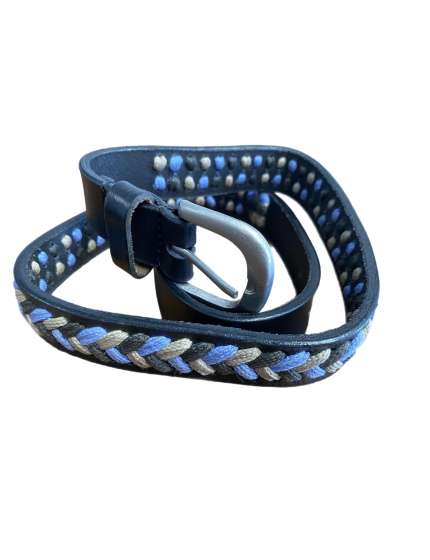 CINTURA IN CUOIO INTRECCIATA CON NYLON