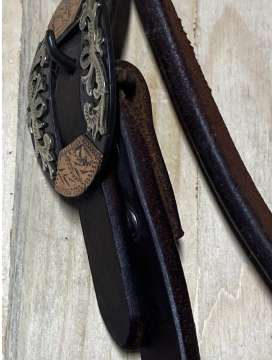 BRIGLIA WESTERN CUOIO INGRASSATO FIBBIE LAVORATE-28190