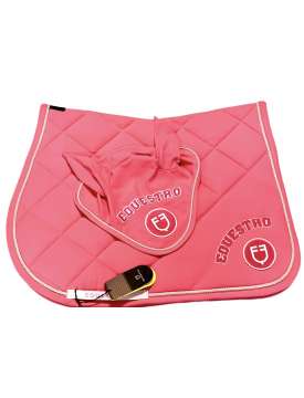 SOTTOSELLA E CUFFIA EQUESTRO FUXIA CON LOGO-28280