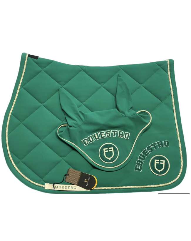 SOTTOSELLA CUFFIA equestro VERDE RICAMO RILIEVO