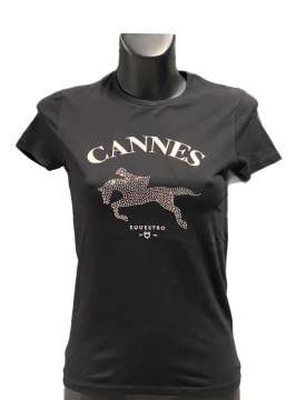 T-SHIRT DA DONNA EQUESTRO CANNES CON BRILLANTINI-28505