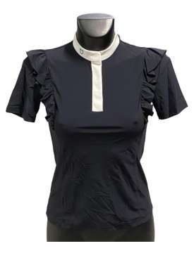 POLO DONNA EQUESTRO BLU MANICA CORTA-28506