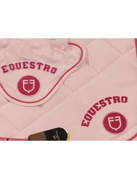 SOTTOSELLA E CUFFIA EQUESTRO ROSA CON LOGO-28521