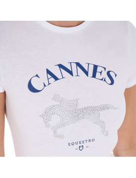 T-SHIRT DA DONNA EQUESTRO CANNES CON BRILLANTINI-28610