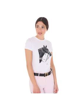 T-SHIRT EQUESTRO DONNA CON STAMPA E STRASS-28614