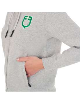 FELPA EQUESTRO DONNA CAPPUCCIO LOGO RILIEVO VERDE-28644