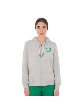 FELPA EQUESTRO DONNA CAPPUCCIO LOGO RILIEVO VERDE-28645