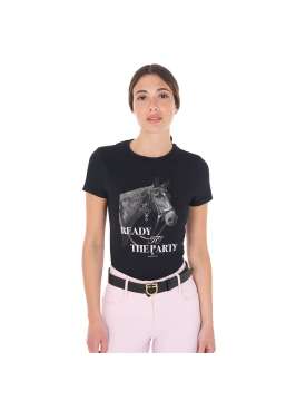 T-SHIRT EQUESTRO DONNA CON STAMPA E STRASS-28749