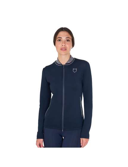 felpa tecnica equestro con zip e strass