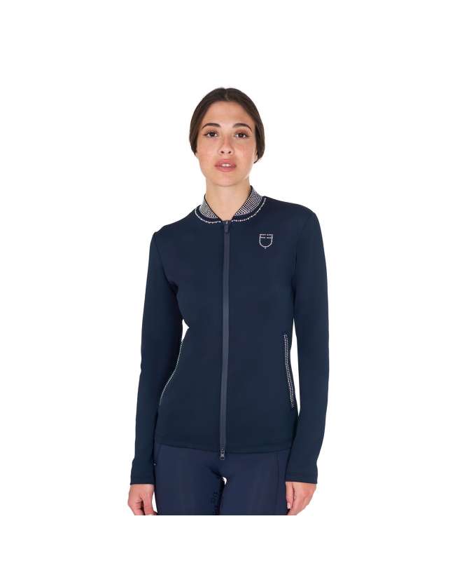 felpa tecnica equestro con zip e strass