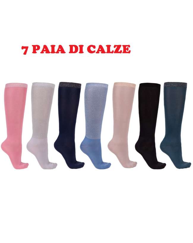 BOX 7 PAIA DI CALZE SOTTILI CON GLITTER