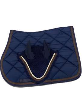 SOTTOSELLA E CUFFIA BLU BORDO MARRONE-29879