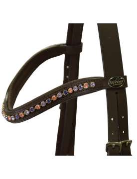 BRIGLIA IN CUOIO CRISTALLI E REDINI GOMMA-30025