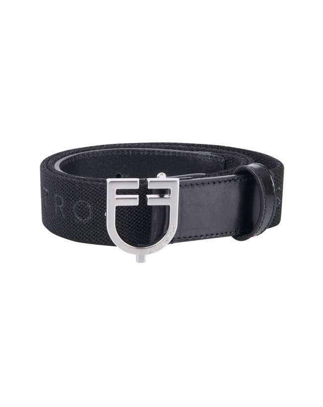 CINTURA EQUESTRO CUOIO ED ELASTICO CON SCRITTA