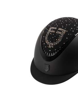 CASCO EQUESTRO OPACO LOGO CON STRASS-30126