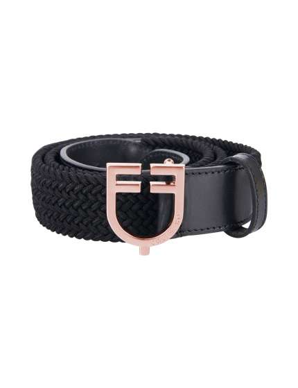 CINTURA EQUESTRO ELASTICO E CUOIO FIBBIA ROSEGOLD