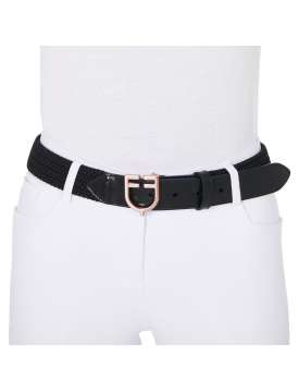CINTURA EQUESTRO ELASTICO E CUOIO FIBBIA ROSEGOLD-30171