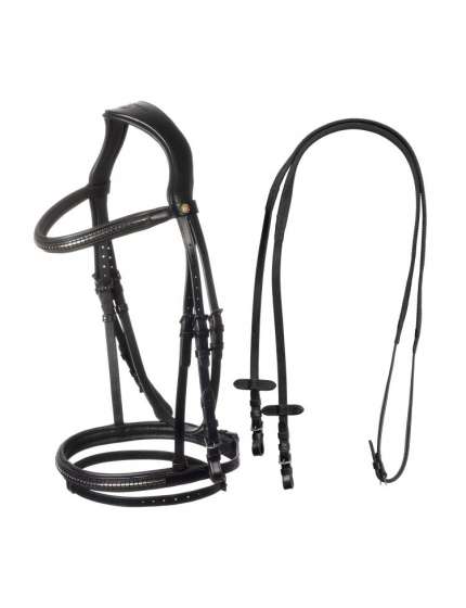 TESTIERA IN PELLE E CUOIO CON CLINCHER NERO