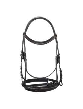 TESTIERA IN PELLE E CUOIO CON CLINCHER NERO-30225
