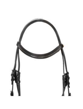 TESTIERA IN PELLE E CUOIO CON CLINCHER NERO-30226