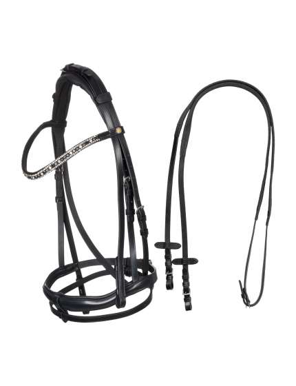 TESTIERA INGLESE CUOIO STRASS SU FRONTALINO