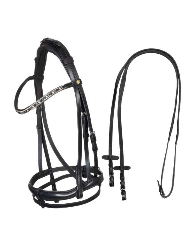 TESTIERA INGLESE CUOIO STRASS SU FRONTALINO