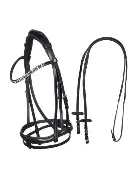 TESTIERA INGLESE CUOIO STRASS SU FRONTALINO-30248
