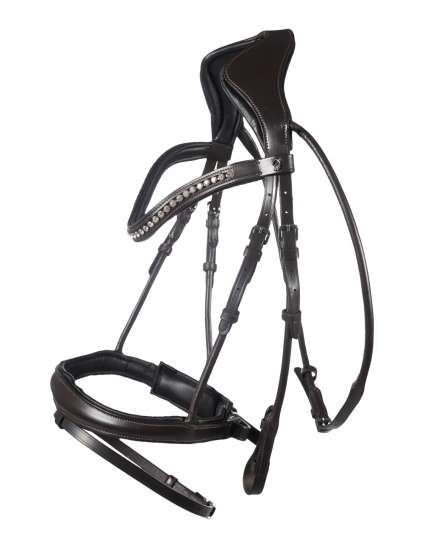 BRIGLIA ANATOMICA IN PELLE CON FRONTALINO BRILLANTINI