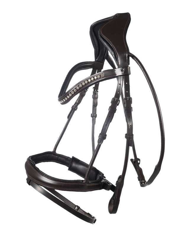 BRIGLIA ANATOMICA IN PELLE CON FRONTALINO BRILLANTINI