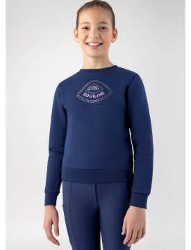FELPA GIROCOLLO JUNIOR EQUILINE NAVY PEONY CON STRASS ROSA-30658
